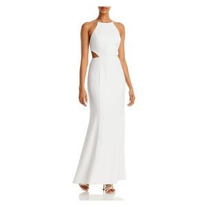 AQUA FORMAL Womens Ivory Adjustable Side Cutouts Lined Sleeveless Sheath Dress 4